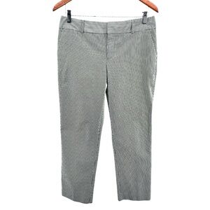 Norma Kamali Womens Career Crop Pants Size 4 Straw Stripe Green White Mid Rise